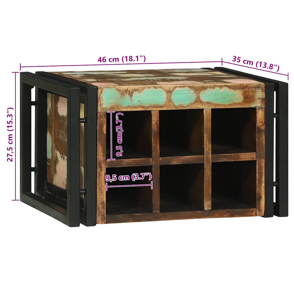 Weinregal Braun und Schwarz 35 x 35 x 39 cm Massivholz Mango