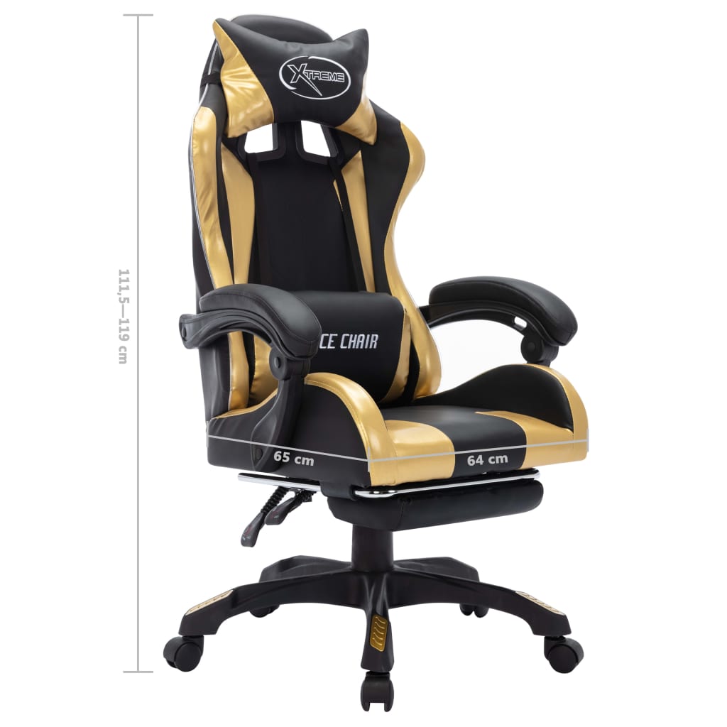 Gaming-Stuhl mit RGB LED-Leuchten Blau und Schwarz Kunstleder