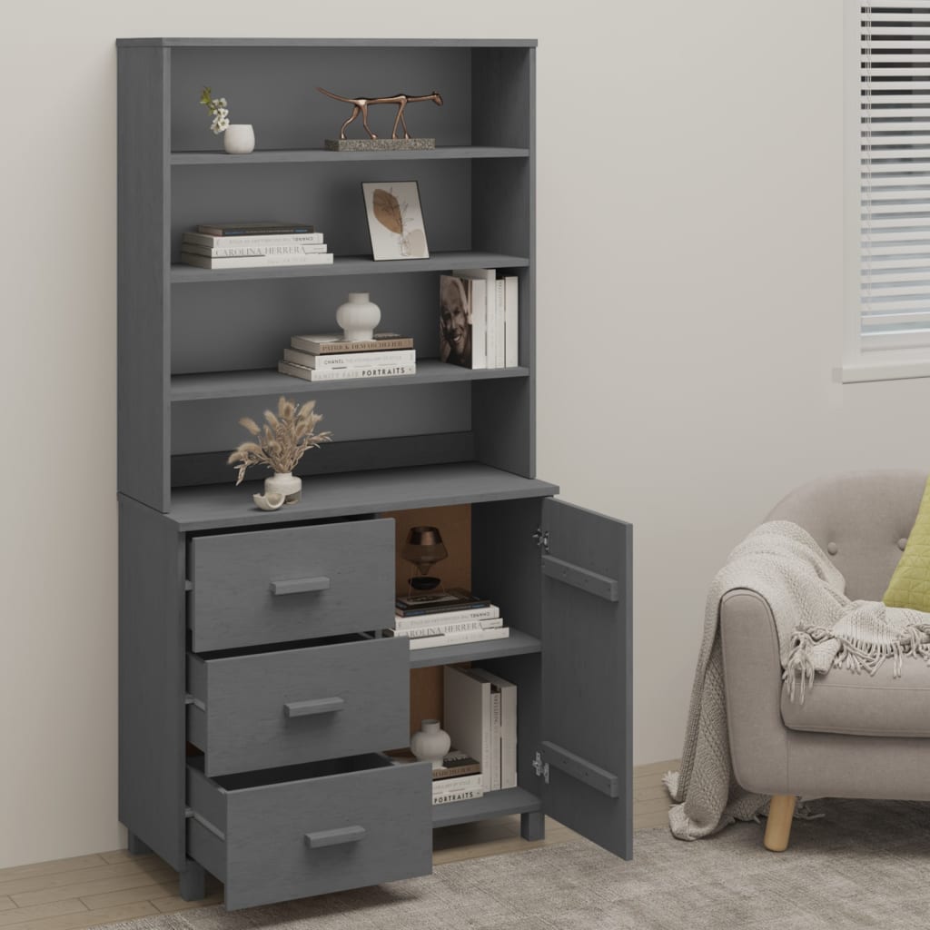 Highboard HAMAR Massivholz Kiefer Dunkelgrau