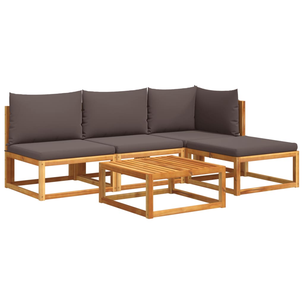 6-tlg. Gartensofa-Set mit Kissen Holz Akazie & Seil