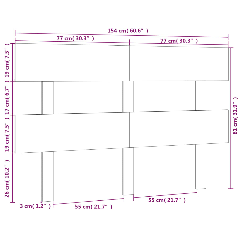 Bett-Kopfteil 78,5x3x81 cm Massivholz Kiefer
