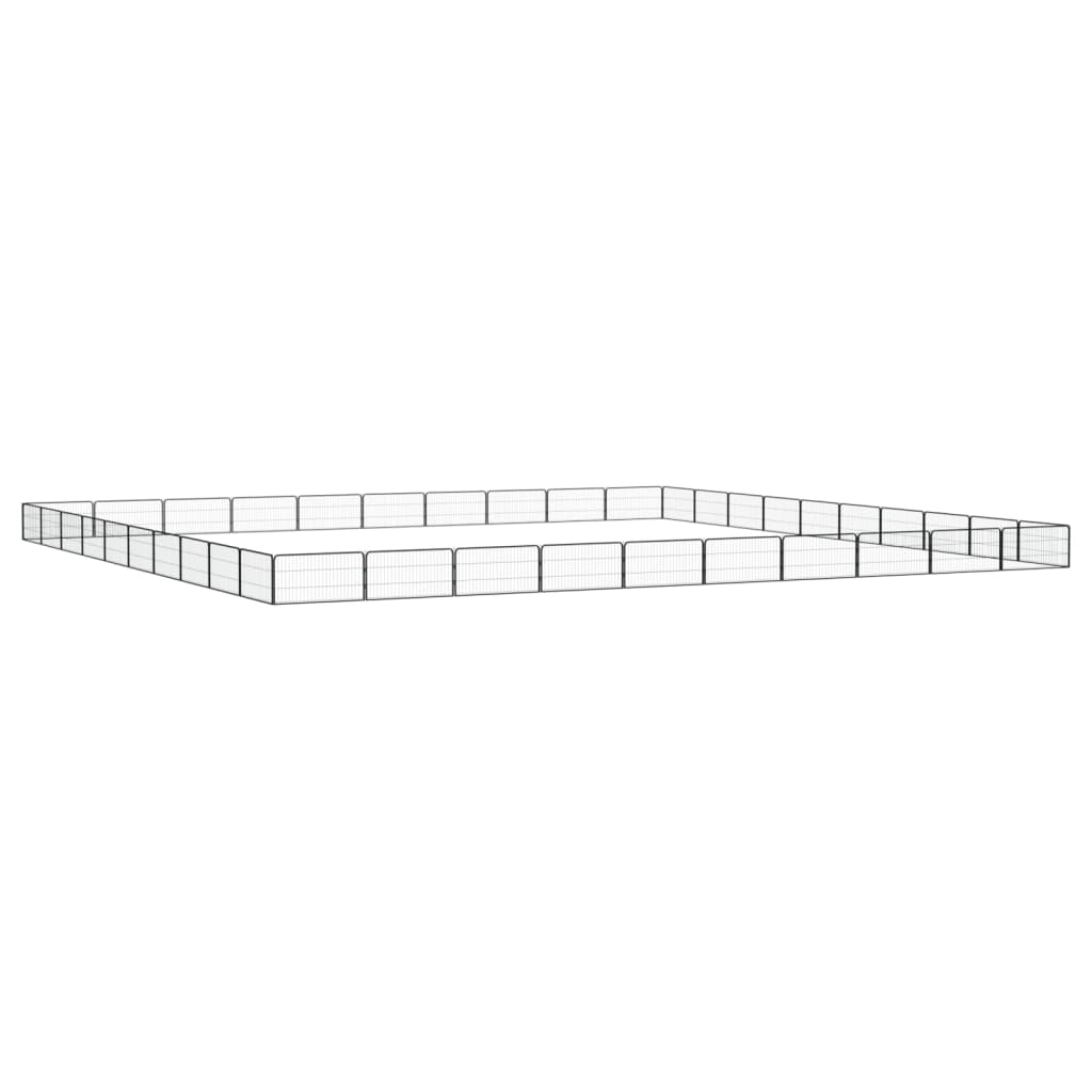 4-tlg. Hundelaufstall Schwarz 100x50cm Stahl Pulverbeschichtung