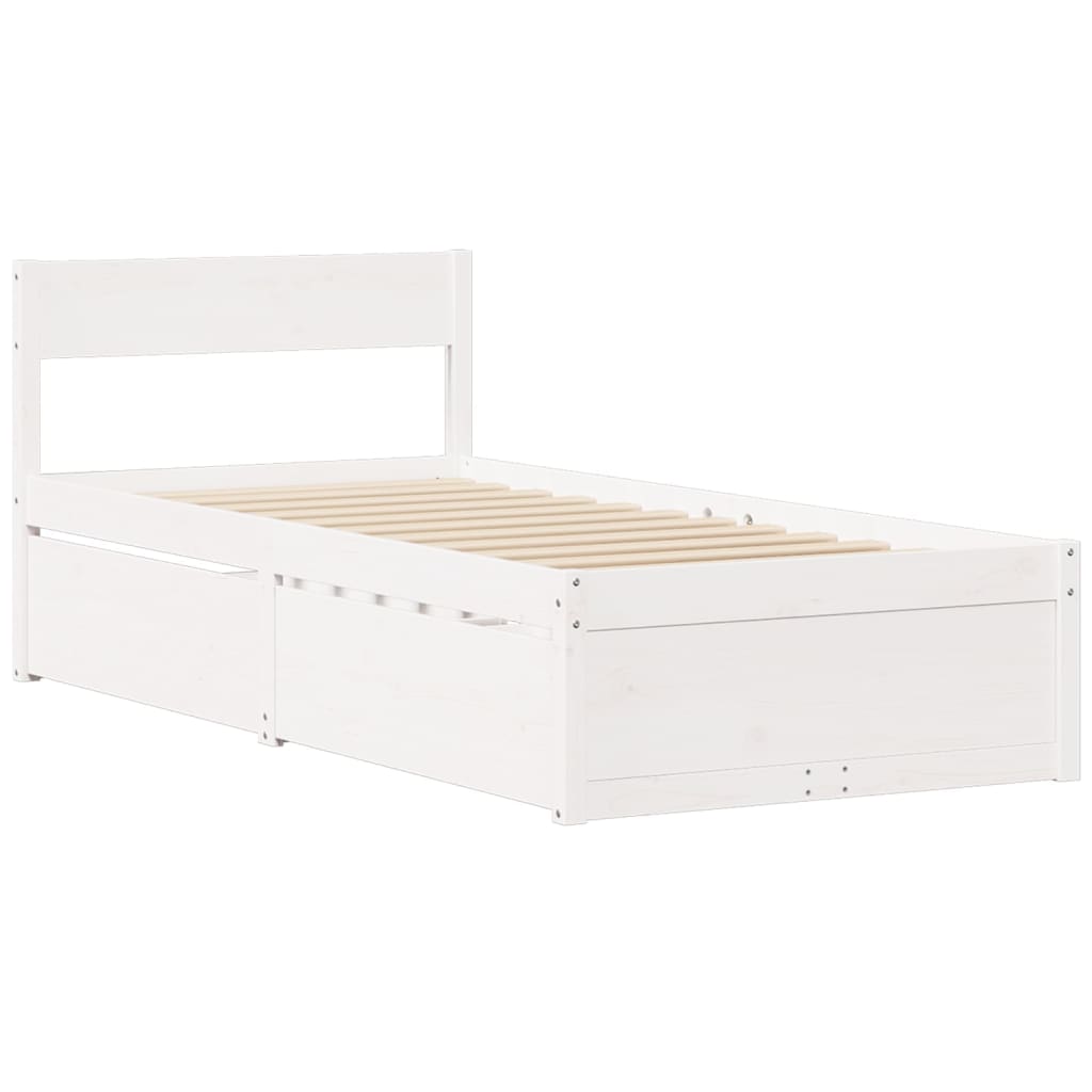 Bett mit Schubladen und Matratze 200x200 cm Massivholz Kiefer