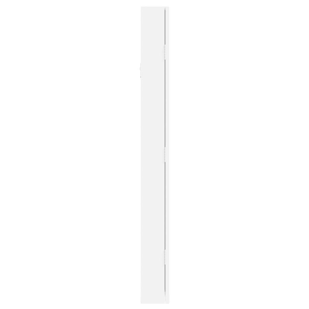 Schmuckschrank mit Spiegel Wandmontage Weiß 30x8,5x90 cm