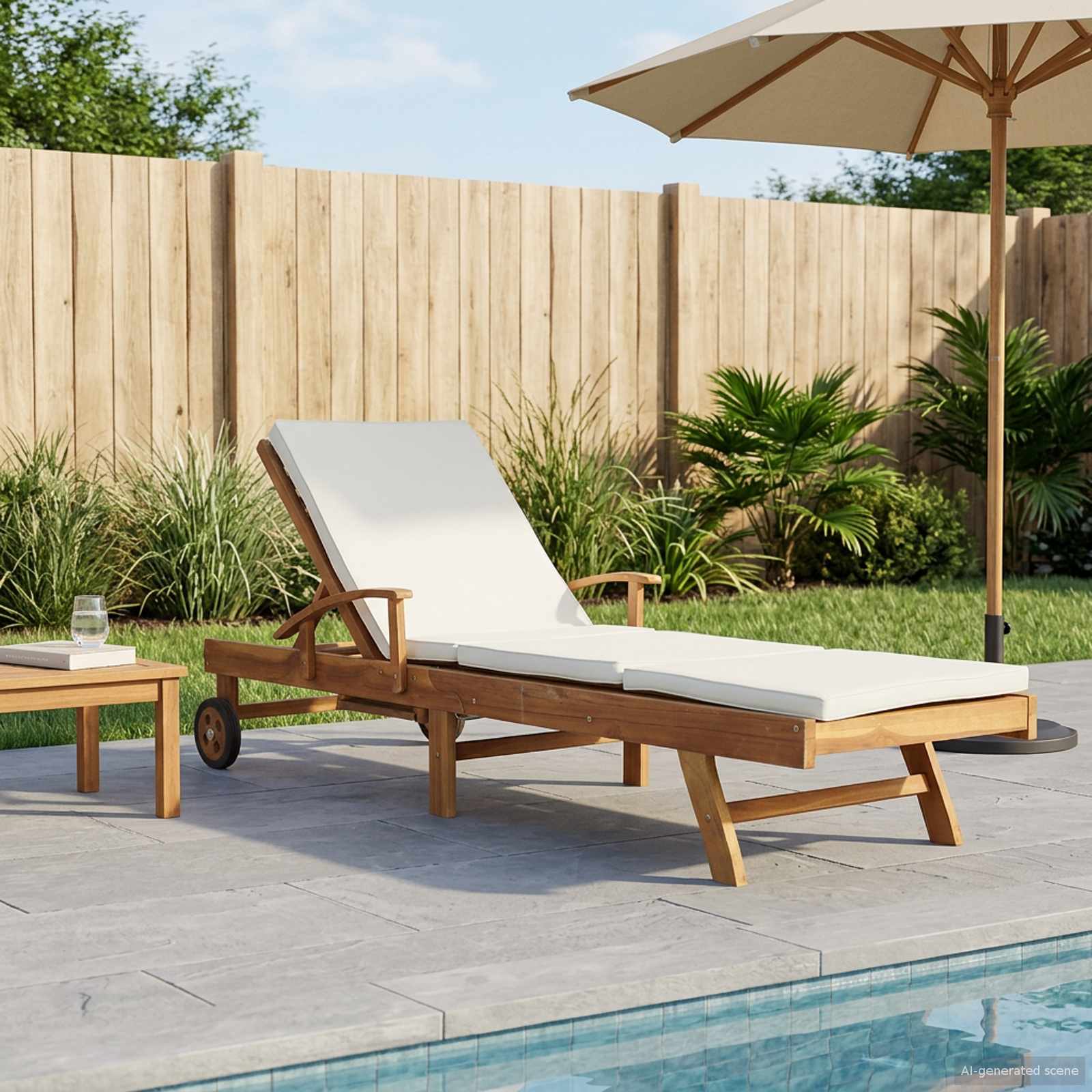 Sonnenliege 1-Person Braun Massivholz Teak