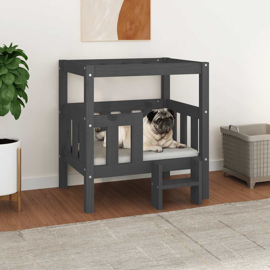 Hundebett Weiß 55,5x53,5x60 cm Massivholz Kiefer