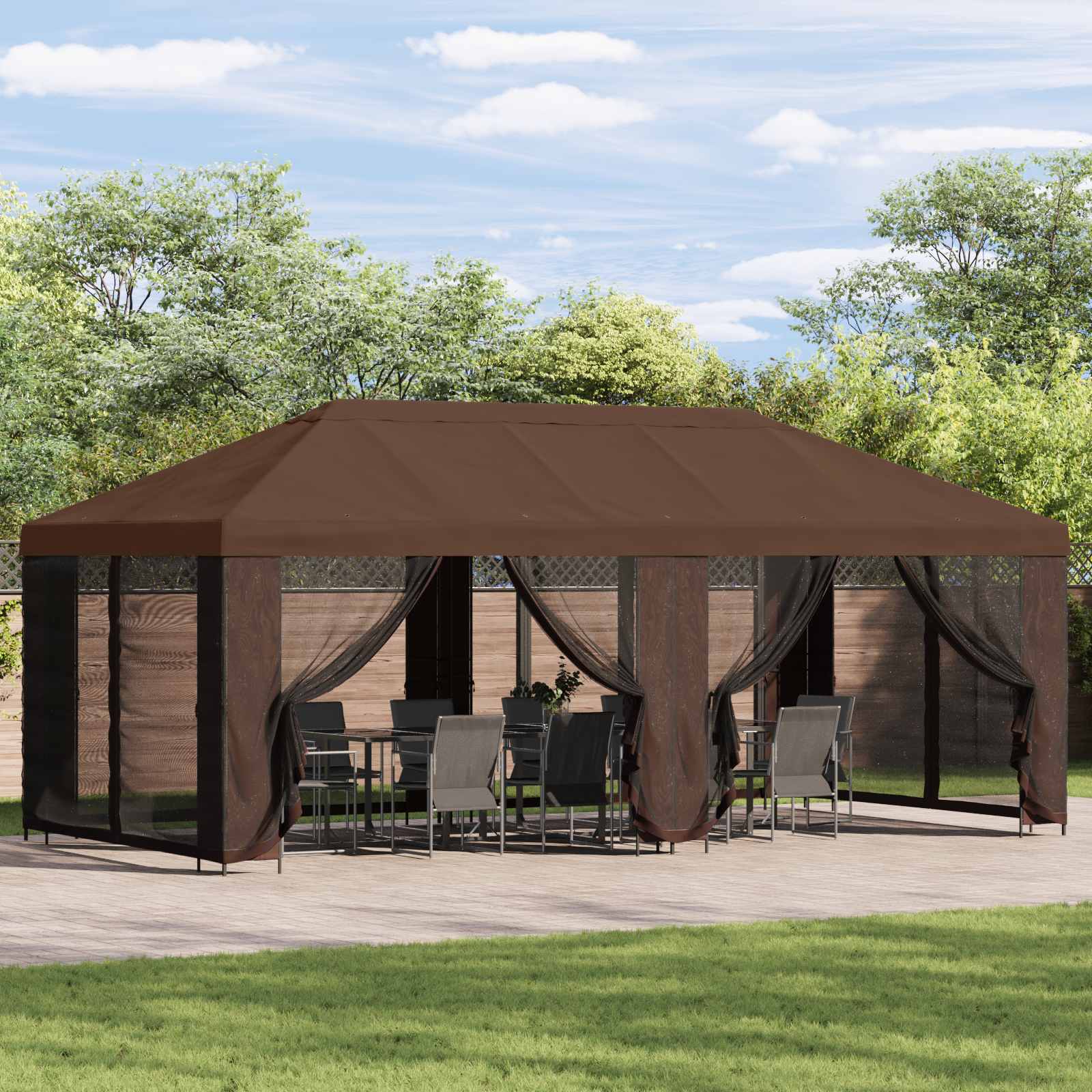 Garten Pavillon 6 x 3 m Beige Polyester und Stahl 190