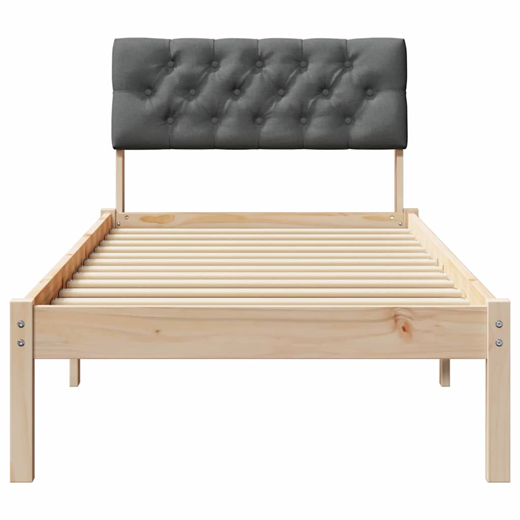 Bettgestell Braun und hellgrau 200 x 200 cm Massivholz Kiefer