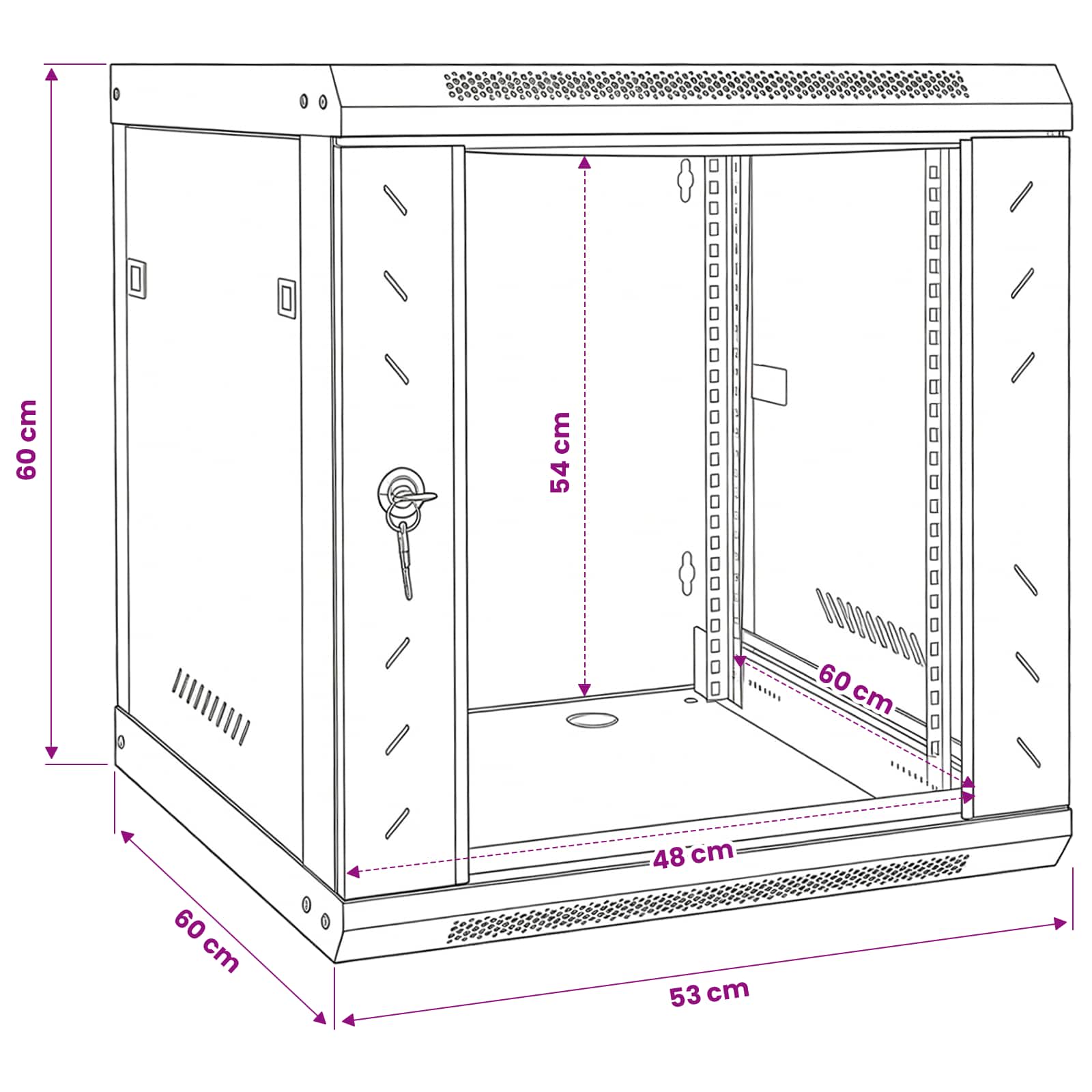 Netzwerkschrank mit Speicher Grau 60 x 45 x 28 cm Stahl