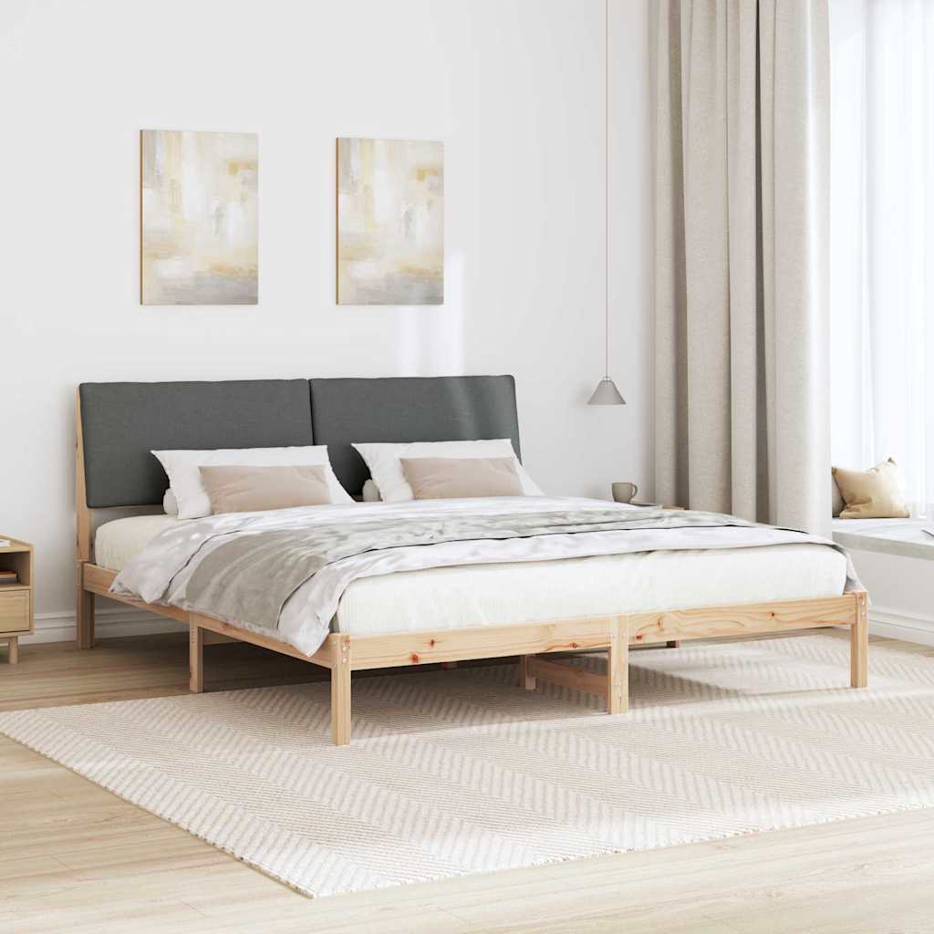 Bettgestell Braun und hellgrau 200 x 200 cm Massivholz Kiefer