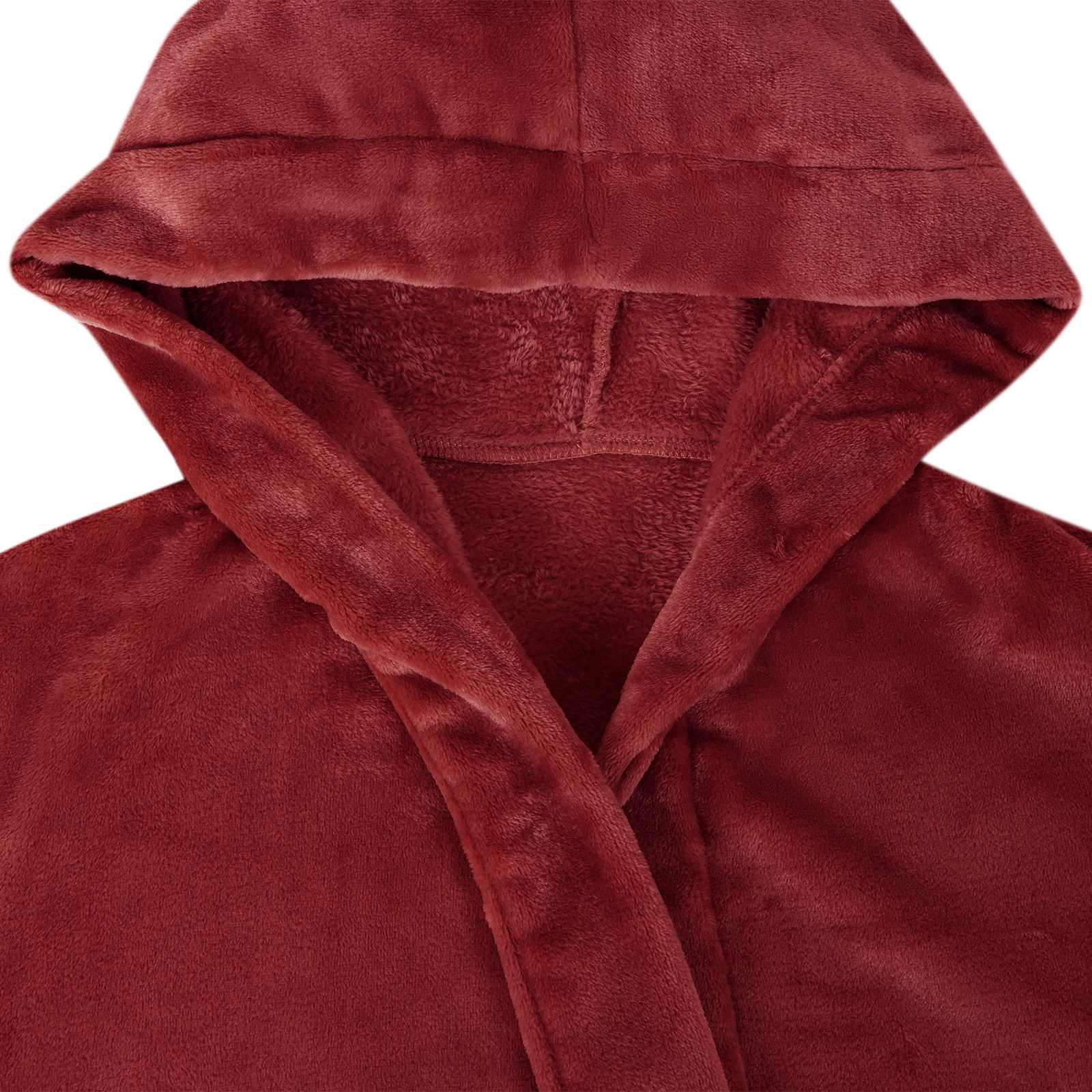 Bademantel Hoodie Beige S Flanell