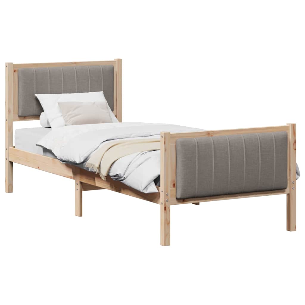 Bettgestell Braun und hellgrau 200 x 200 cm Massivholz Kiefer