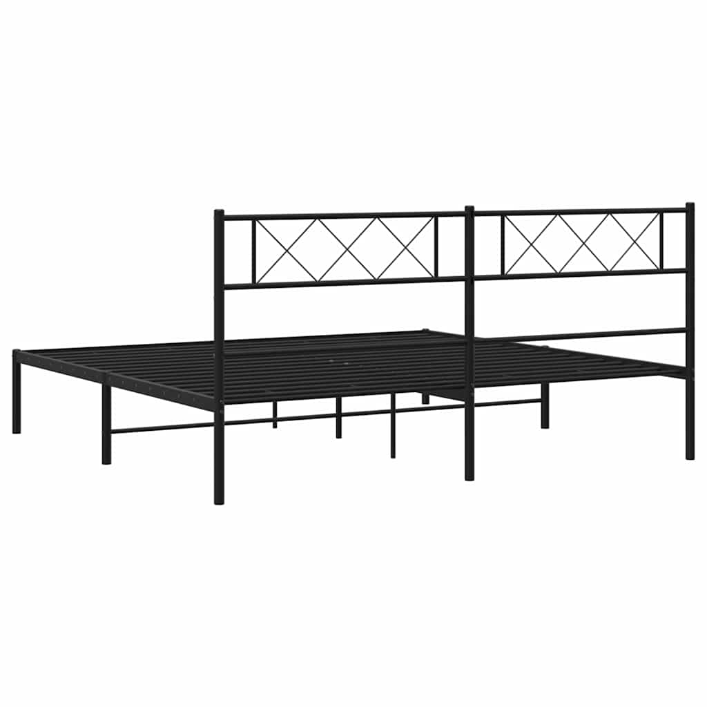 Bettgestell mit Kopfteil Metall Schwarz 100x190 cm