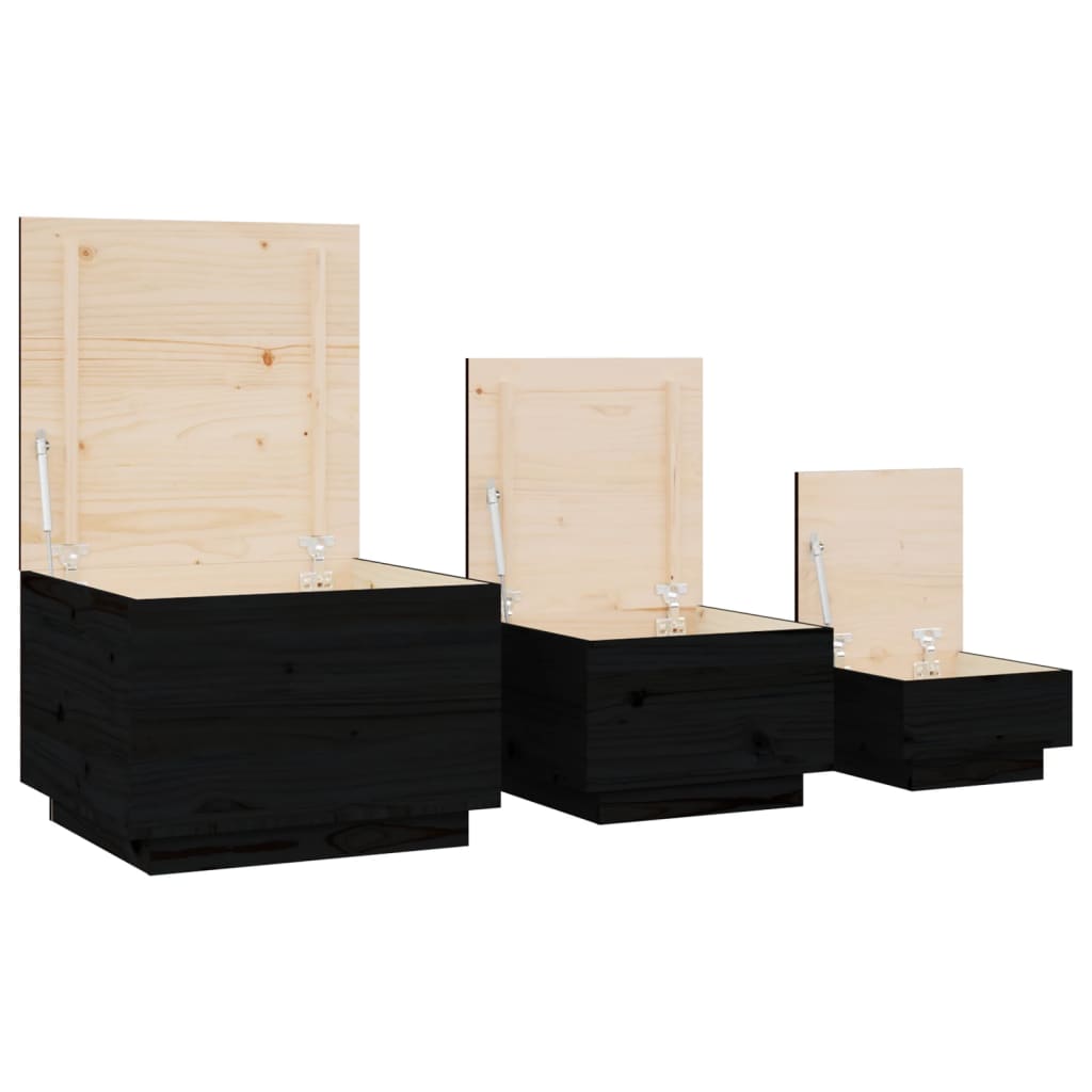 Aufbewahrungsboxen mit Deckeln 3 Stk. Weiß Massivholz Kiefer