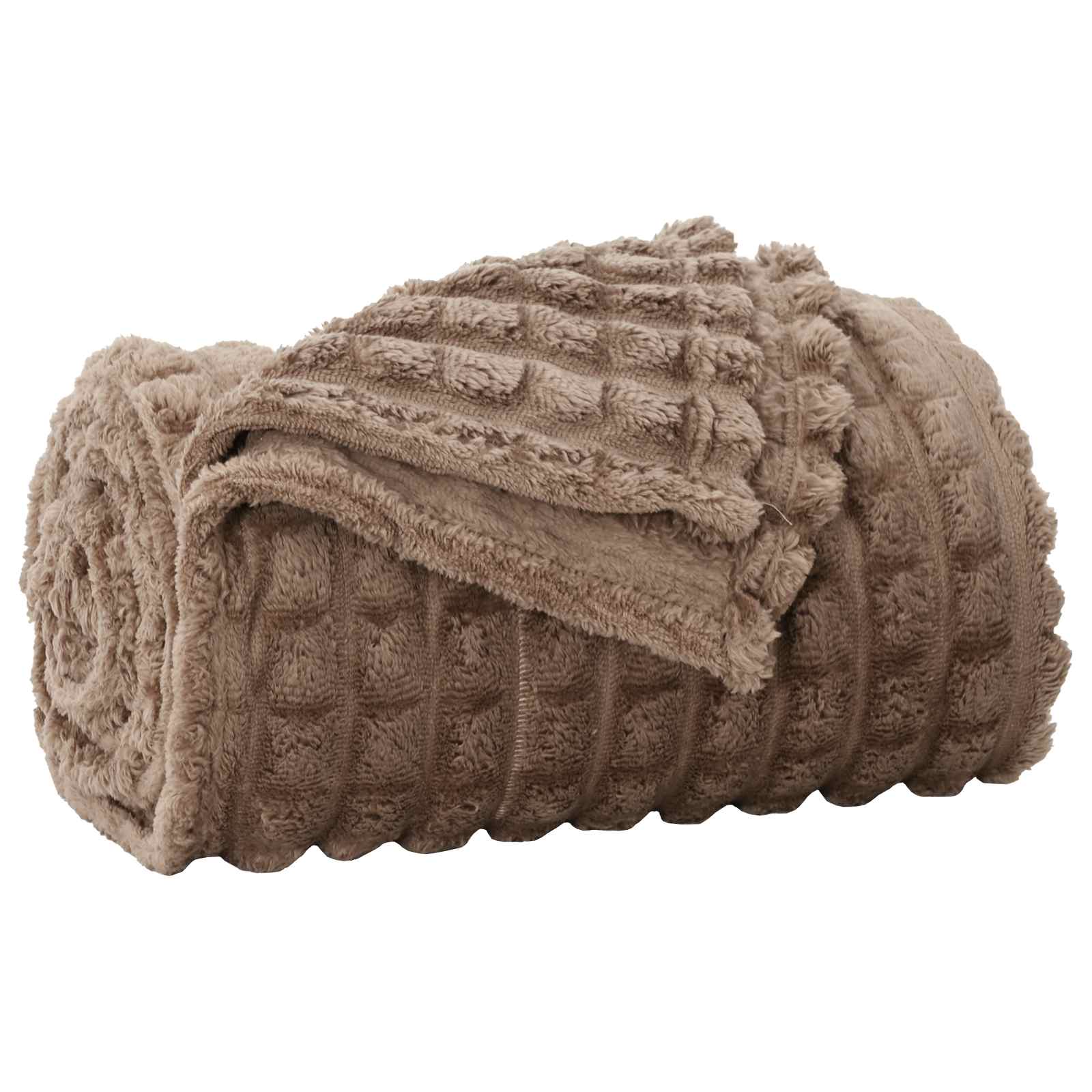 Überwurfdecke Beige 150 x 130 cm Fleece