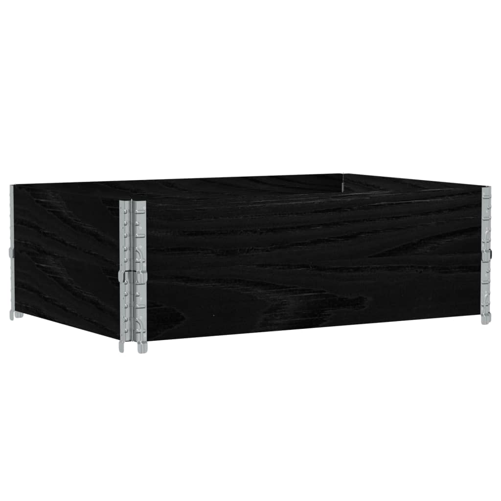 Paletten-Aufsatzrahmen Schwarz 80x60 cm Massivholz Kiefer