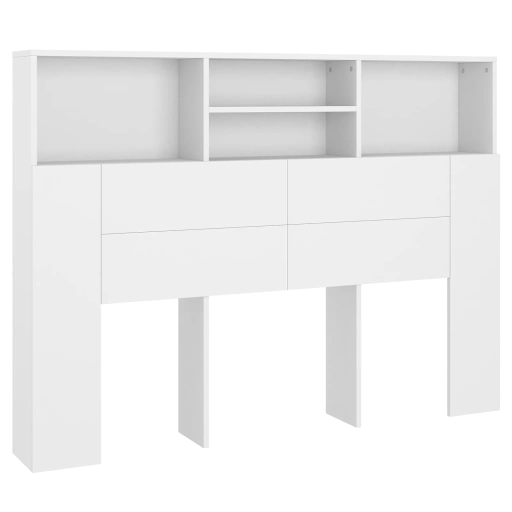 Bett-Kopfteil mit Ablagen Weiß 100x19x103,5 cm