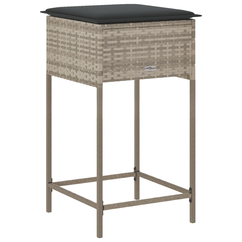 Garten-Barhocker mit Kissen 2 Stk. Schwarz Poly Rattan