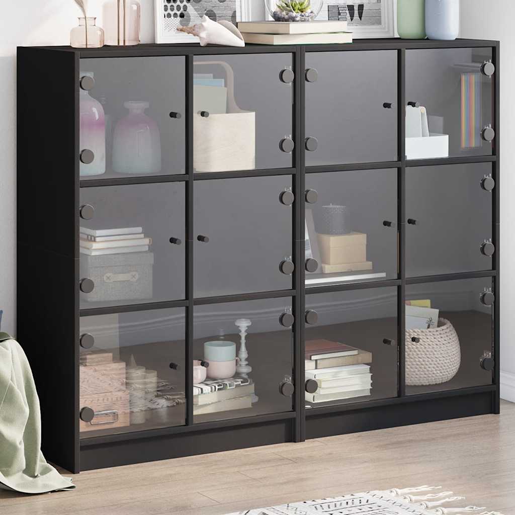 Bücherregal mit Türen Weiß 136x37x109 cm Holzwerkstoff