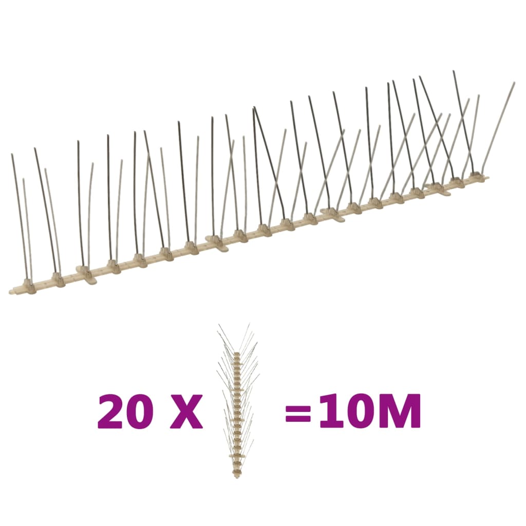 20-tlg. Vogelabwehr-Spikes-Set 10 m Kunststoff 2-reihig