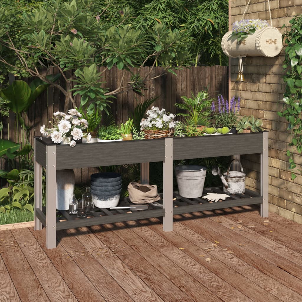 Garten-Hochbeet mit Ablage 50x50x90 cm WPC Grau