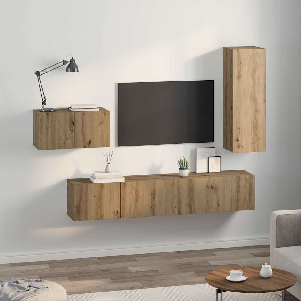 4-tlg. TV-Schrank-Set Weiß Holzwerkstoff