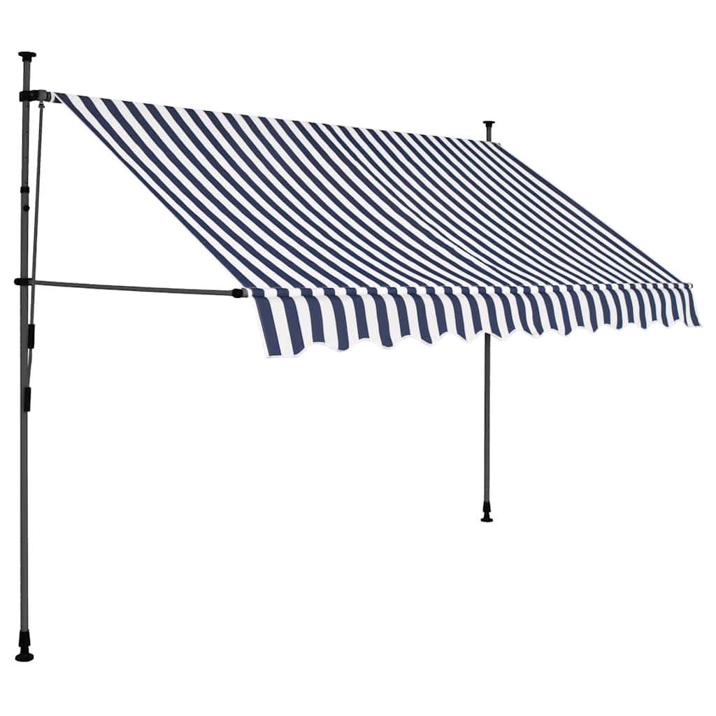 Einziehbare Markise Handbetrieben mit LED 100 cm Blau und Weiß
