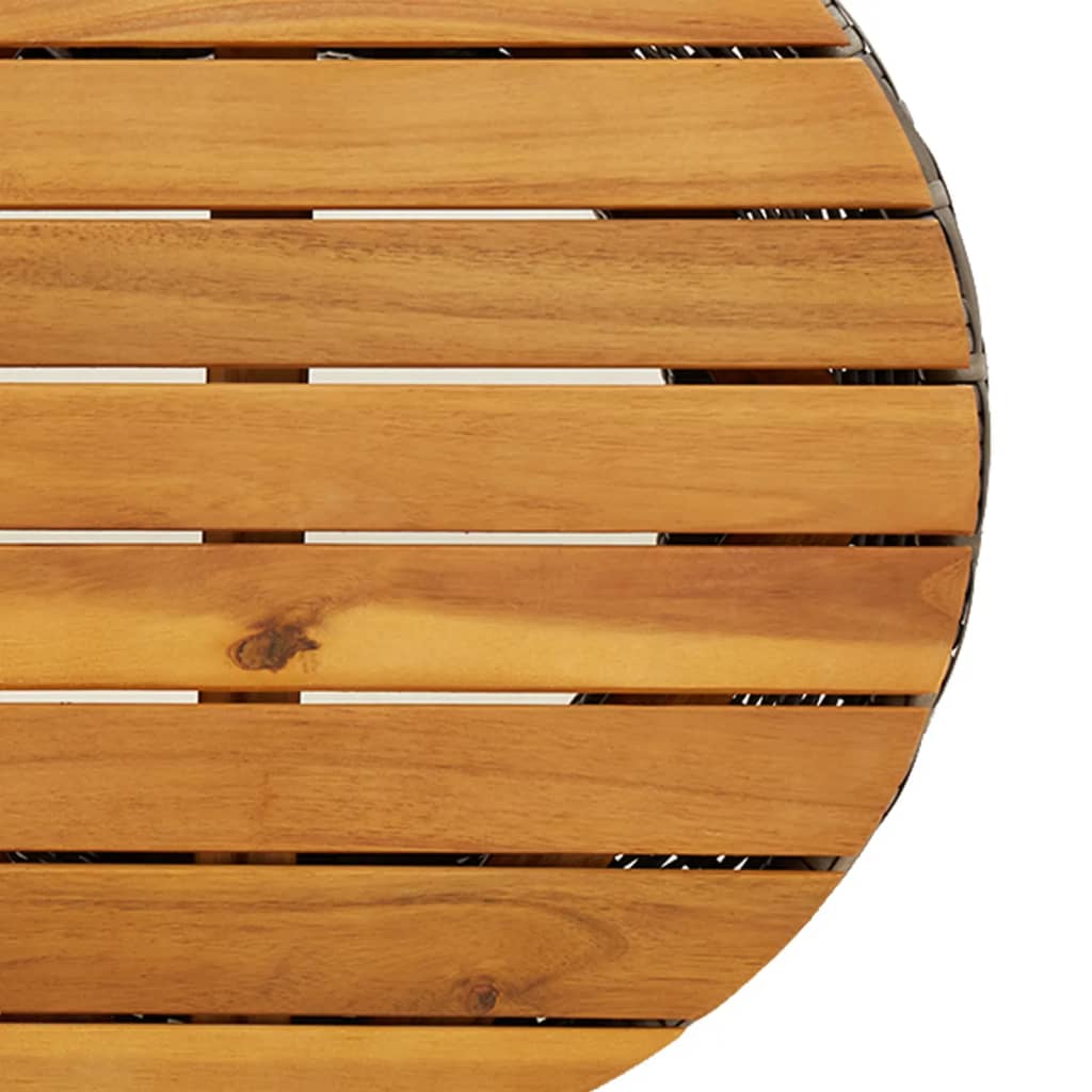 Garten-Beistelltisch Trommelform Schwarz Poly Rattan Massivholz