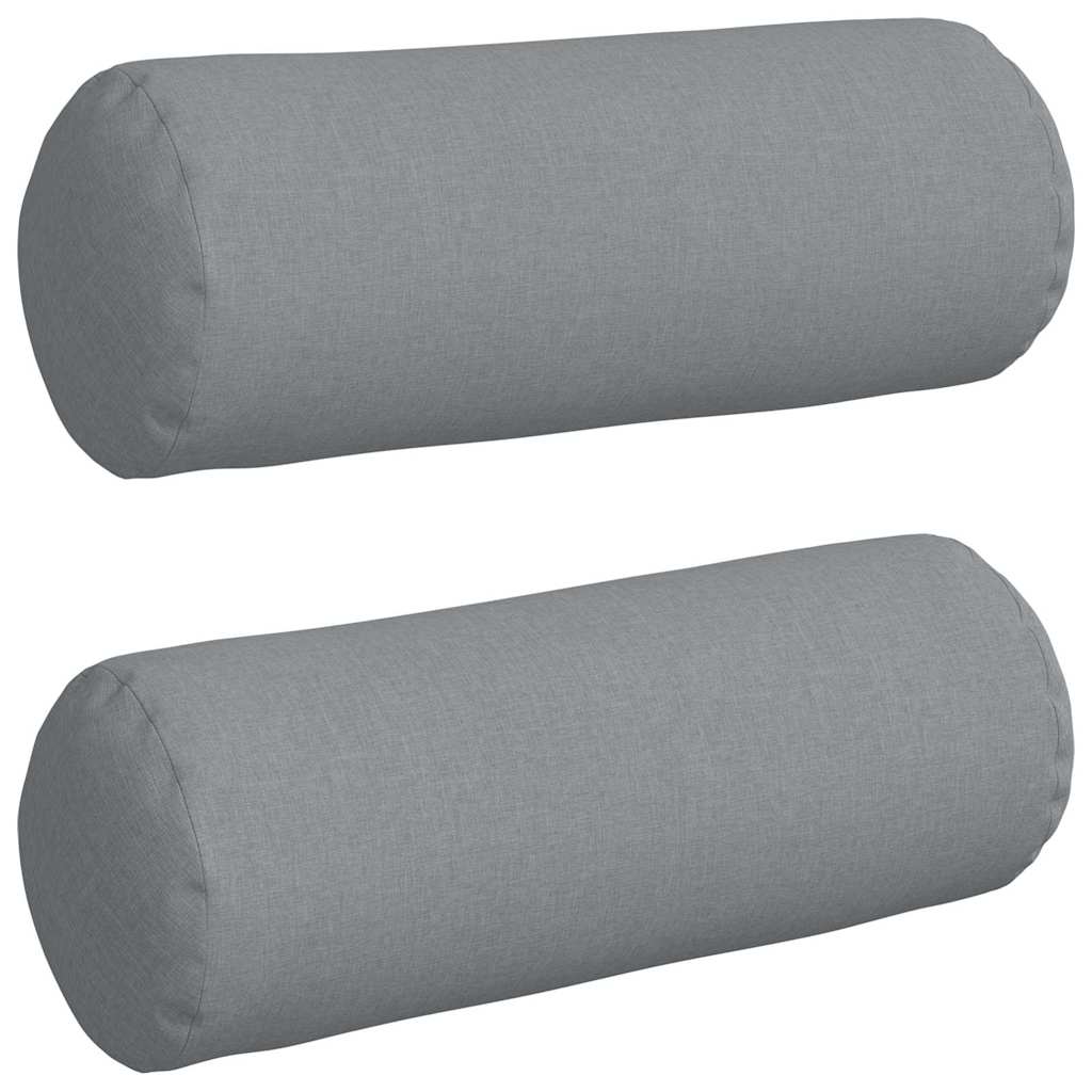 Bolsterkissen 2 Stück Hellgrau Ø 15 x 40 cm Stoff