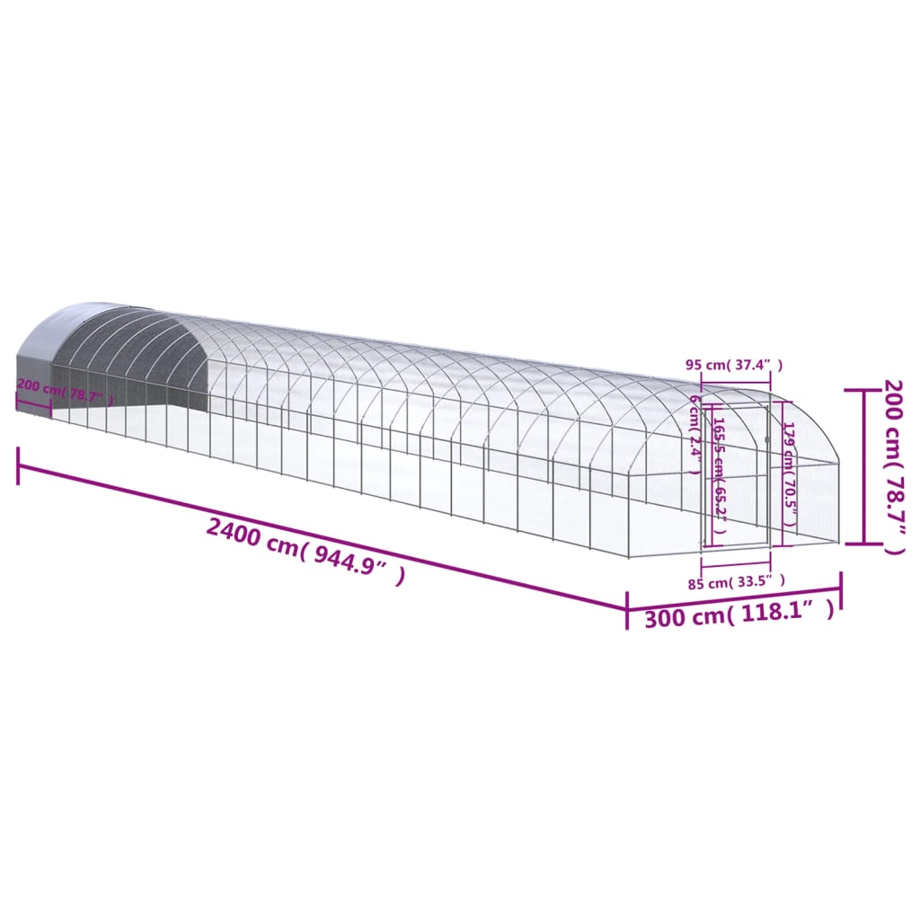 Outdoor-Hühnerstall 3x2x2 m Verzinkter Stahl