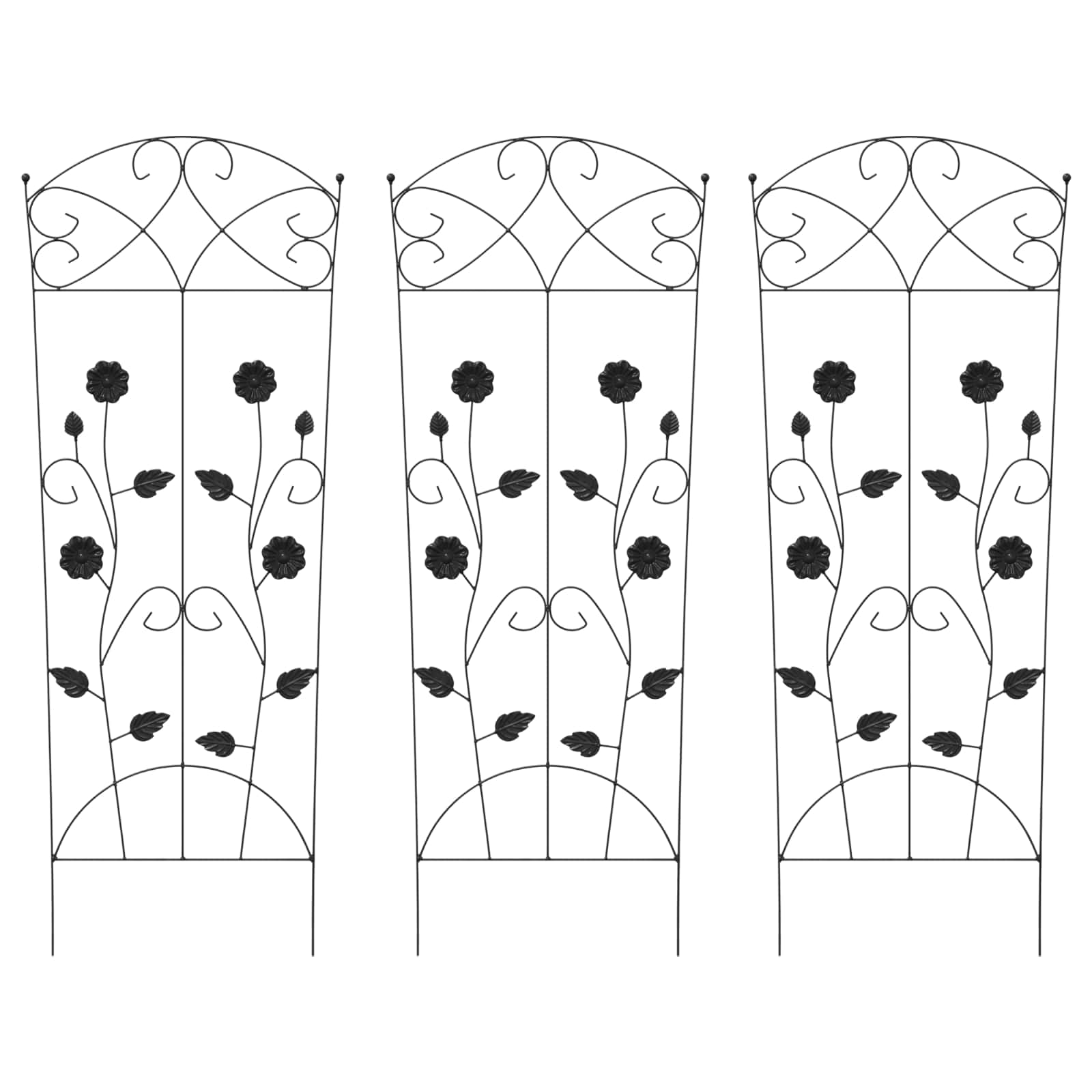 Gartenzaun mit Schloss 3 pcs Schwarz 112 x 39,5 cm Stahl