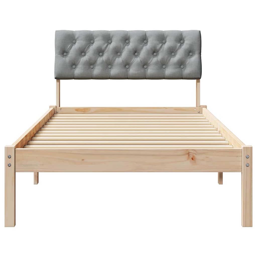 Bettgestell Braun und hellgrau 200 x 200 cm Massivholz Kiefer