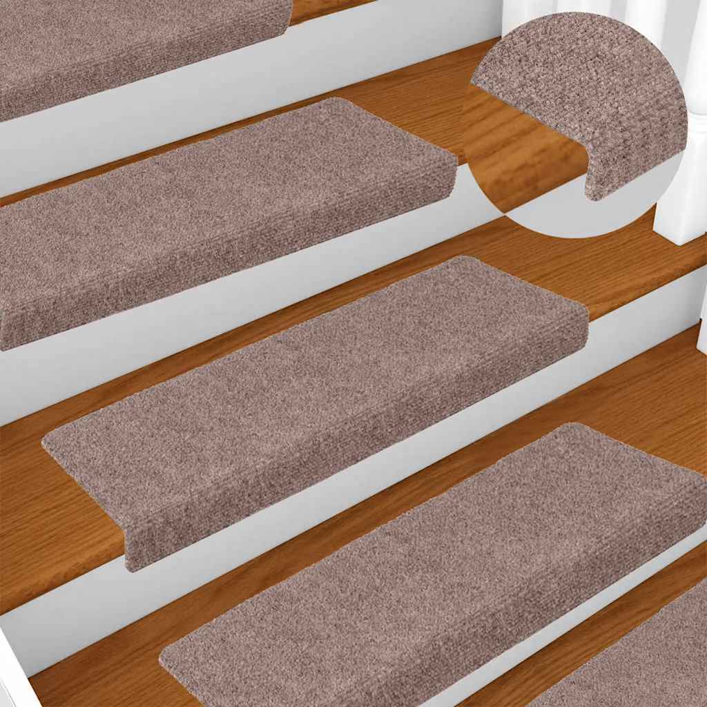 Stufenmatten Selbstklebend 15 Stk. 65x21x4 cm Hellbraun Rechteckiger Rand
