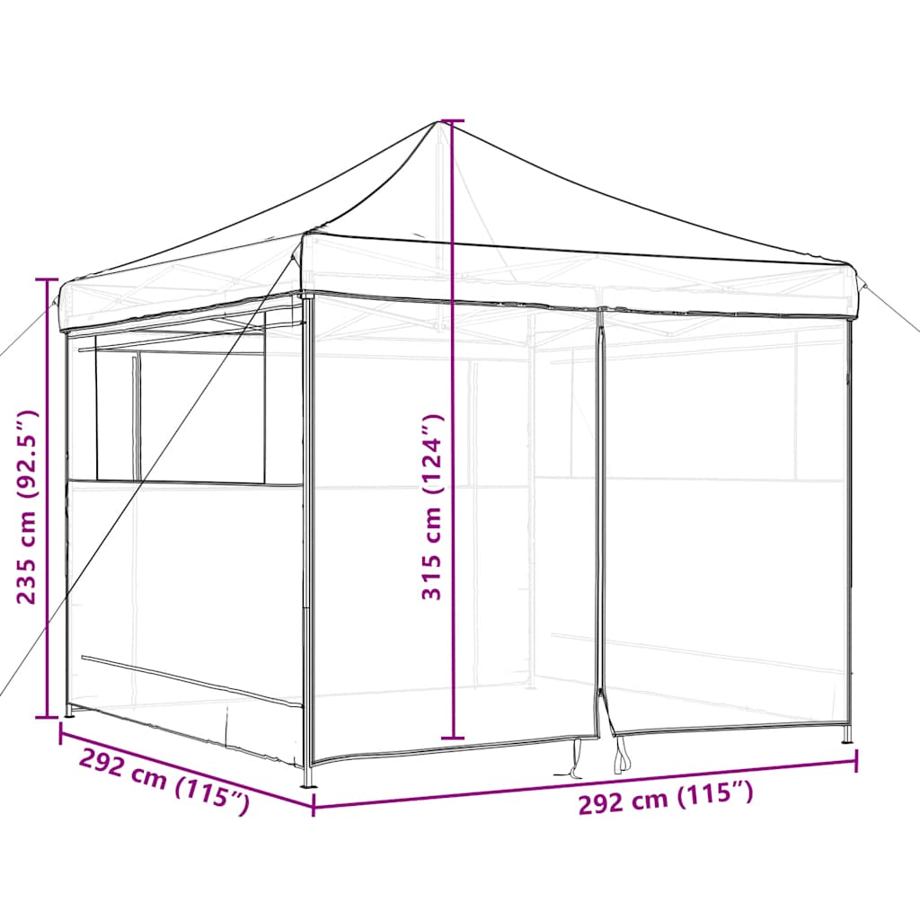 Partyzelt Faltbar Pop-Up Schwarz 292x292x315 cm