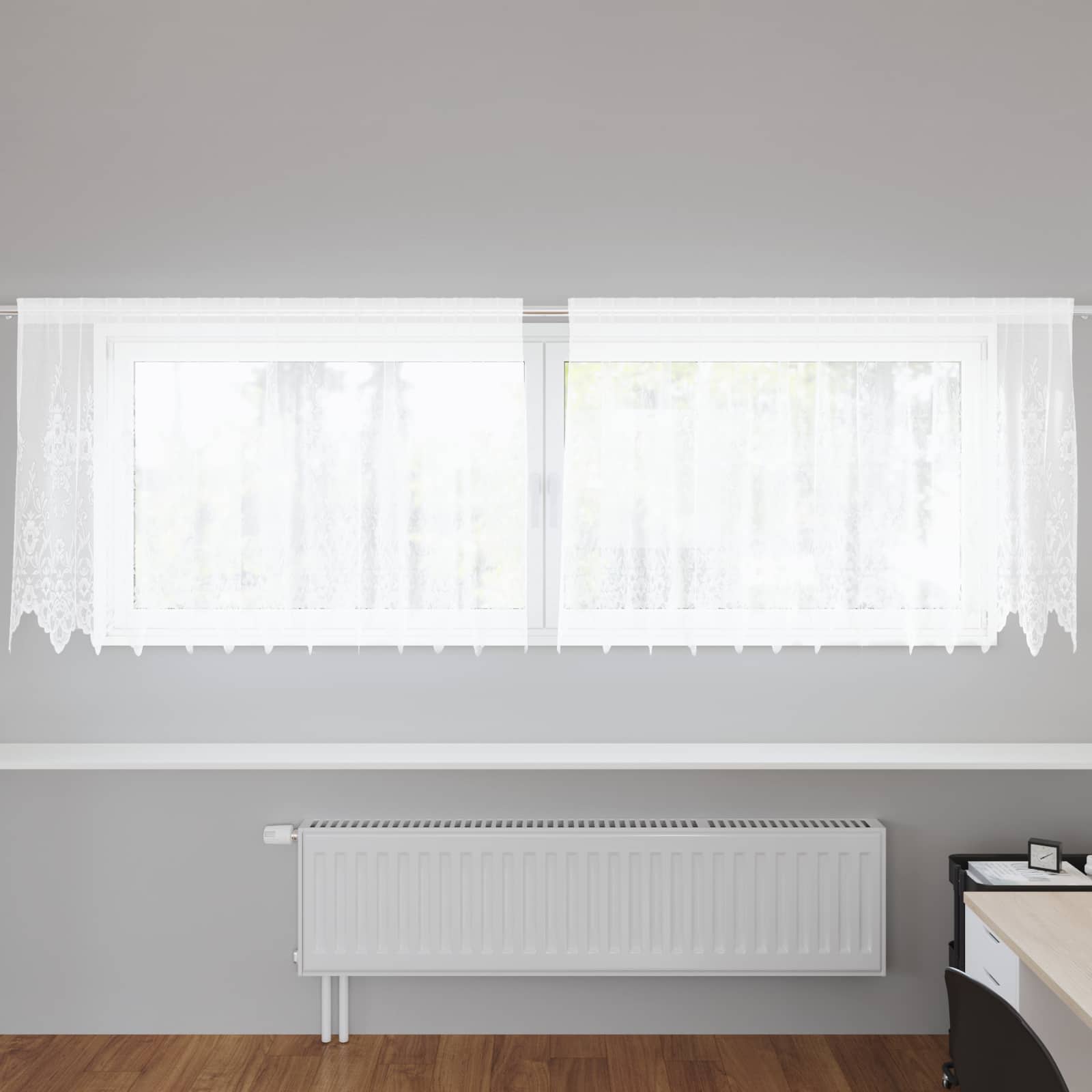 Spitzenvorhang mit Vorhängen Floral Weiß 80 x 150 cm Polyester