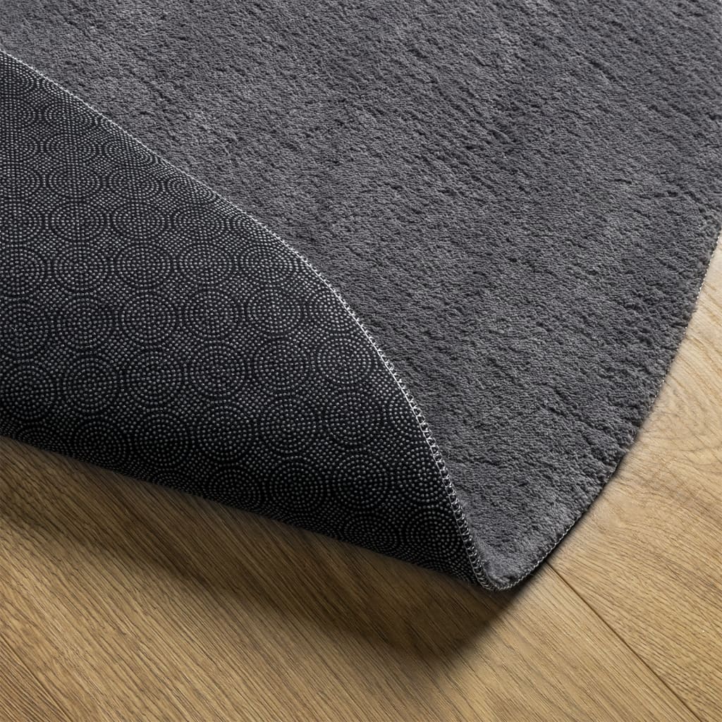 Teppich HUARTE Kurzflor Weich und Waschbar Anthrazit 60x110 cm