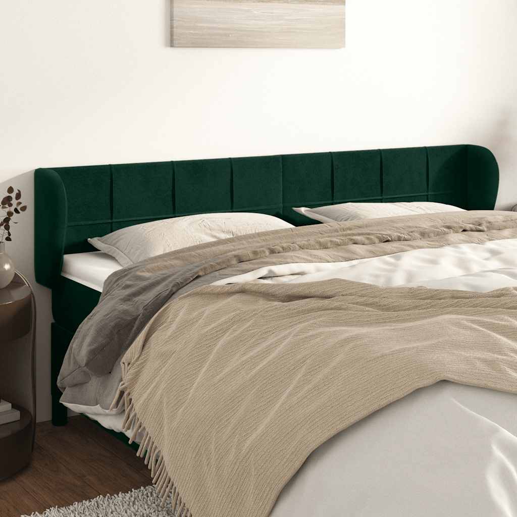 Kopfteil mit Ohren Dunkelblau 93x23x78/88 cm Samt