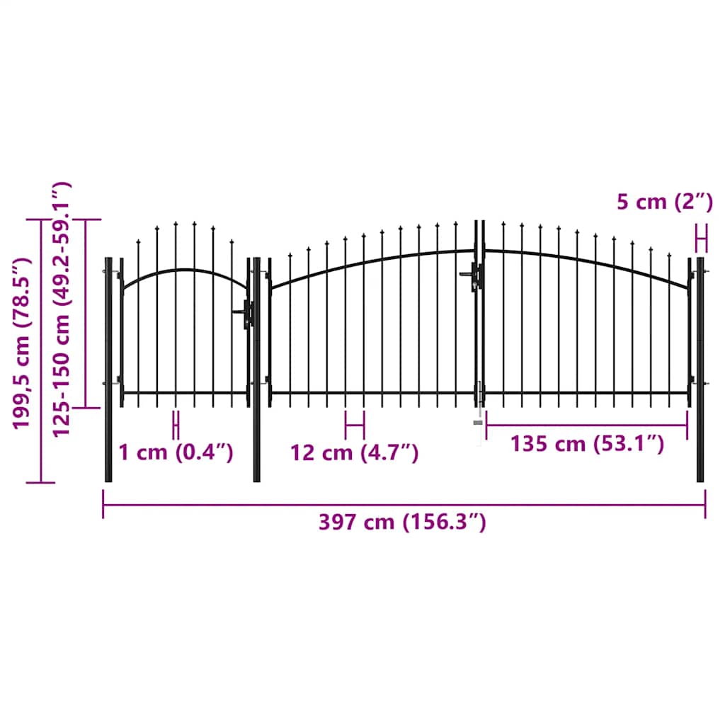 Gartentor Woerden Stahl 1x4 m Schwarz