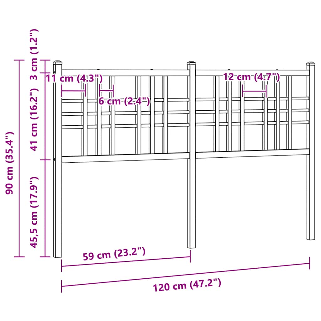 Ersatz-Kopfteil Metall Schwarz 100 cm