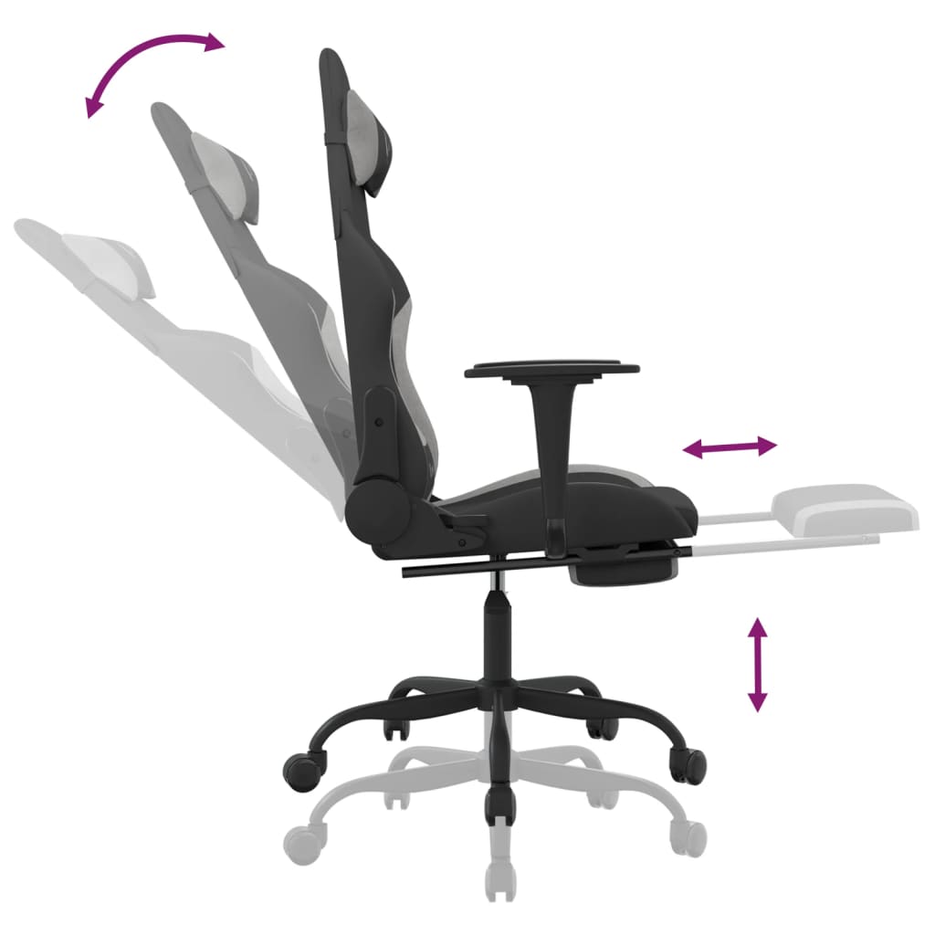 Gaming-Stuhl mit Massagefunktion Schwarz und Creme Stoff
