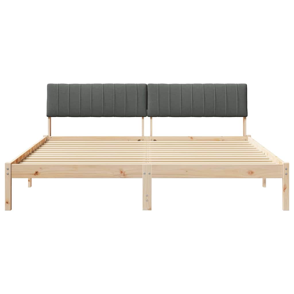 Bettgestell Braun und hellgrau 200 x 200 cm Massivholz Kiefer