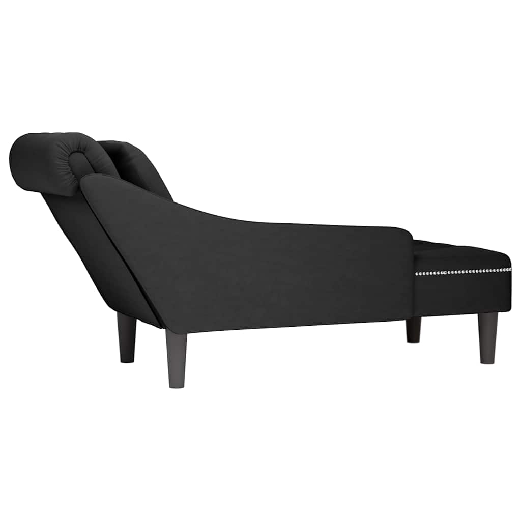 Chaiselongue mit Kissen und Rechter Armlehne Blau Samt