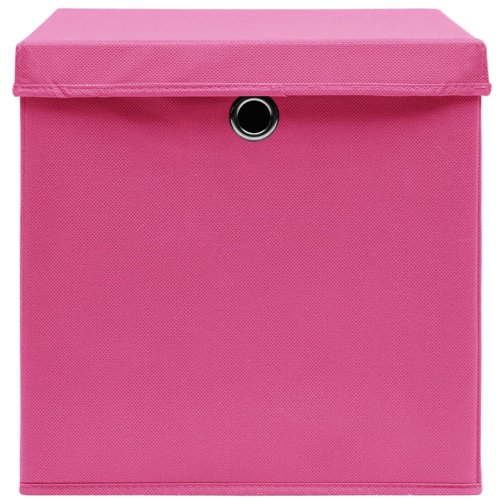 Aufbewahrungsboxen mit Deckeln 10 Stk. 28x28x28 cm Schwarz