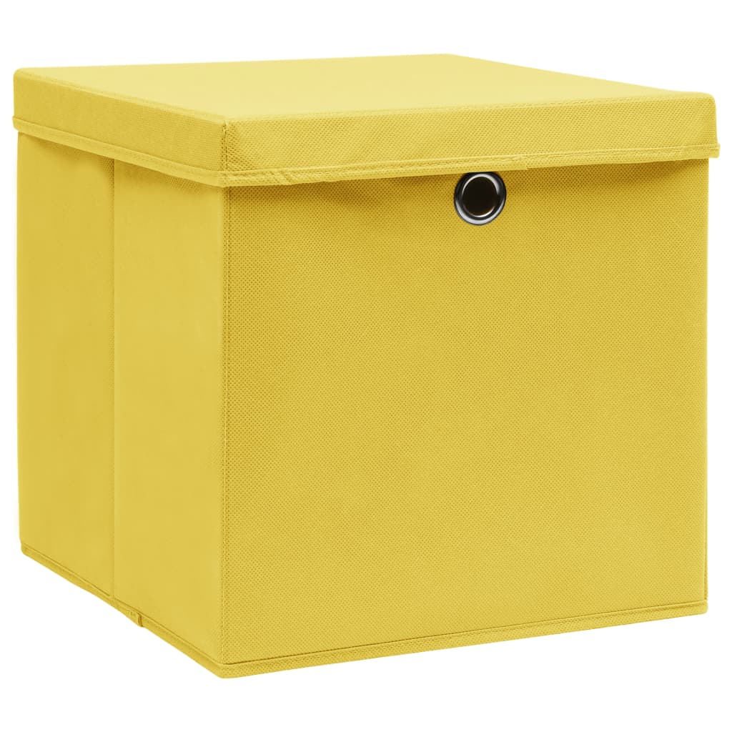 Aufbewahrungsboxen mit Deckeln 10 Stk. 28x28x28 cm Schwarz