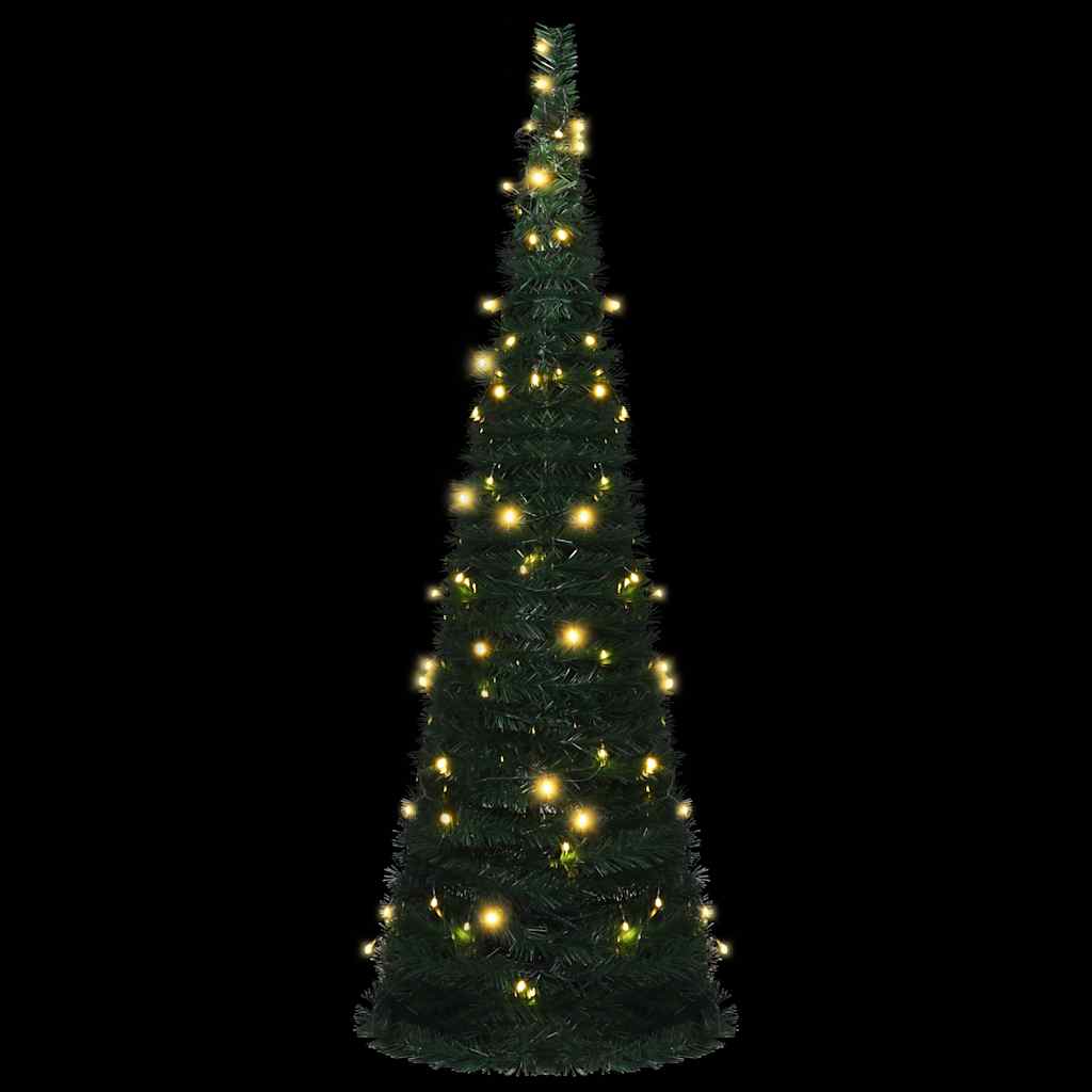 Künstlicher Pop-Up-Weihnachtsbaum mit Beleuchtung Grün 150 cm