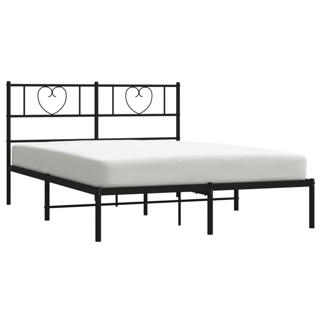 Bettgestell mit Kopfteil Metall Schwarz 100x190 cm