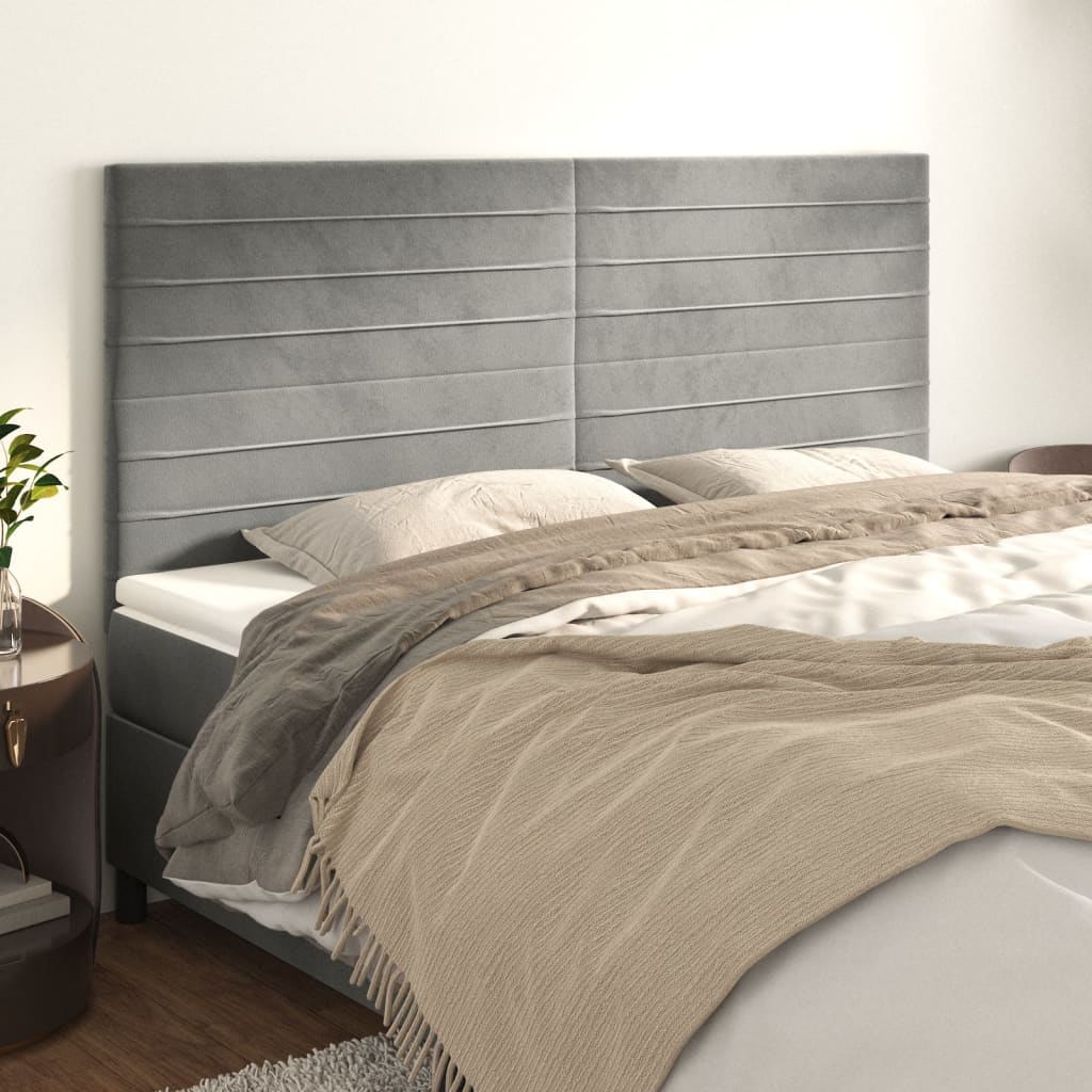 Kopfteil Hellgrau 80x5x118/128 cm Samt