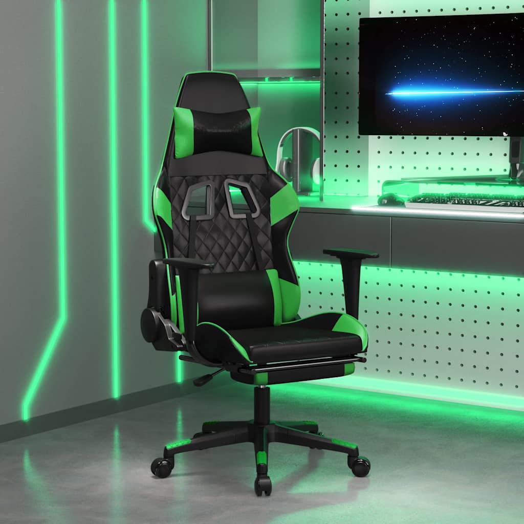 Gaming-Stuhl mit Massagefunktion Schwarz und Blau Kunstleder