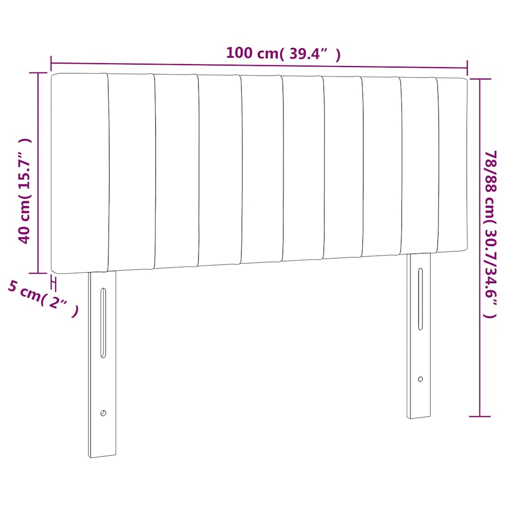Kopfteil Hellgrau 80x5x118/128 cm Samt