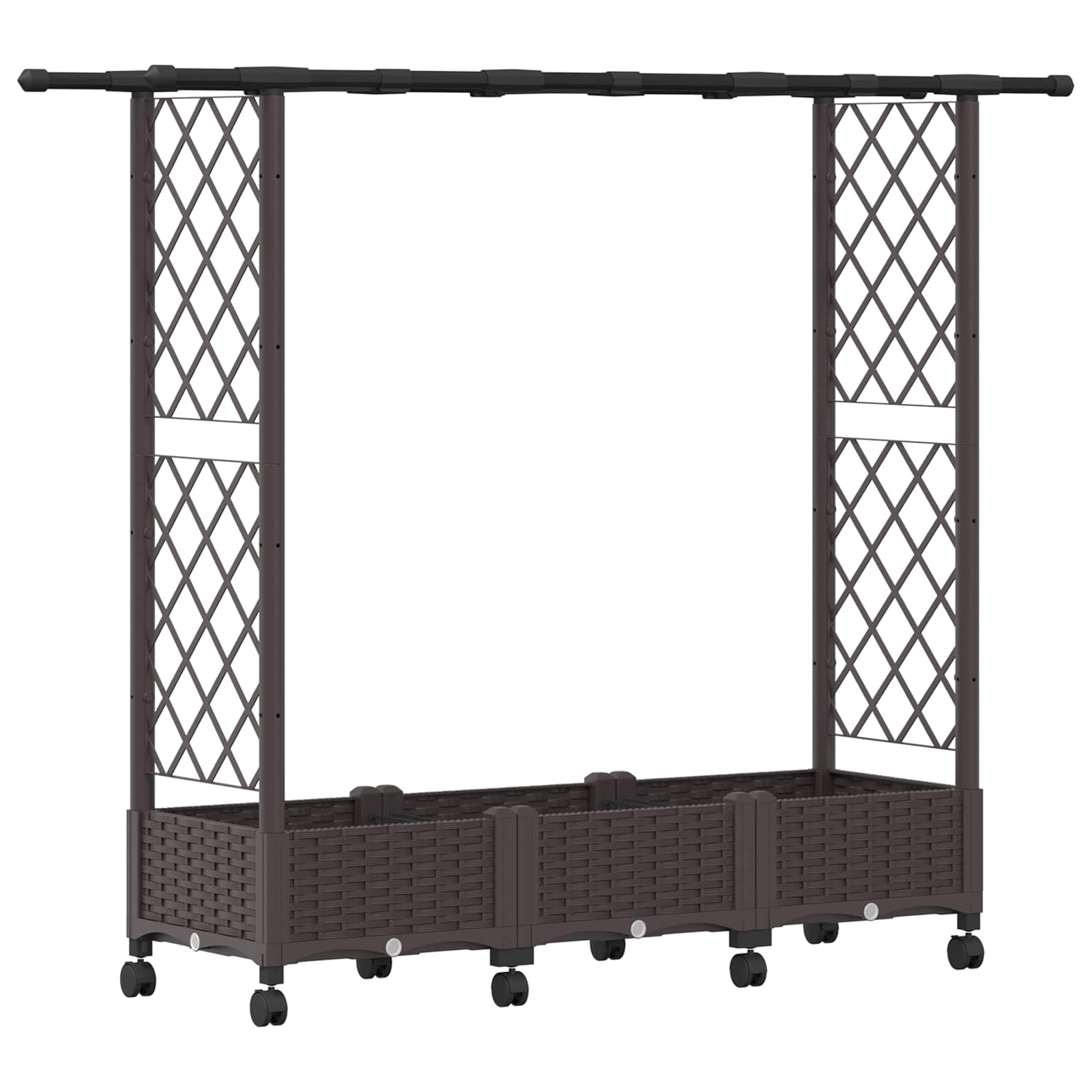 Hochbeet mit Rankgitter und Dach Braun 124 x 40 x 123 cm PP